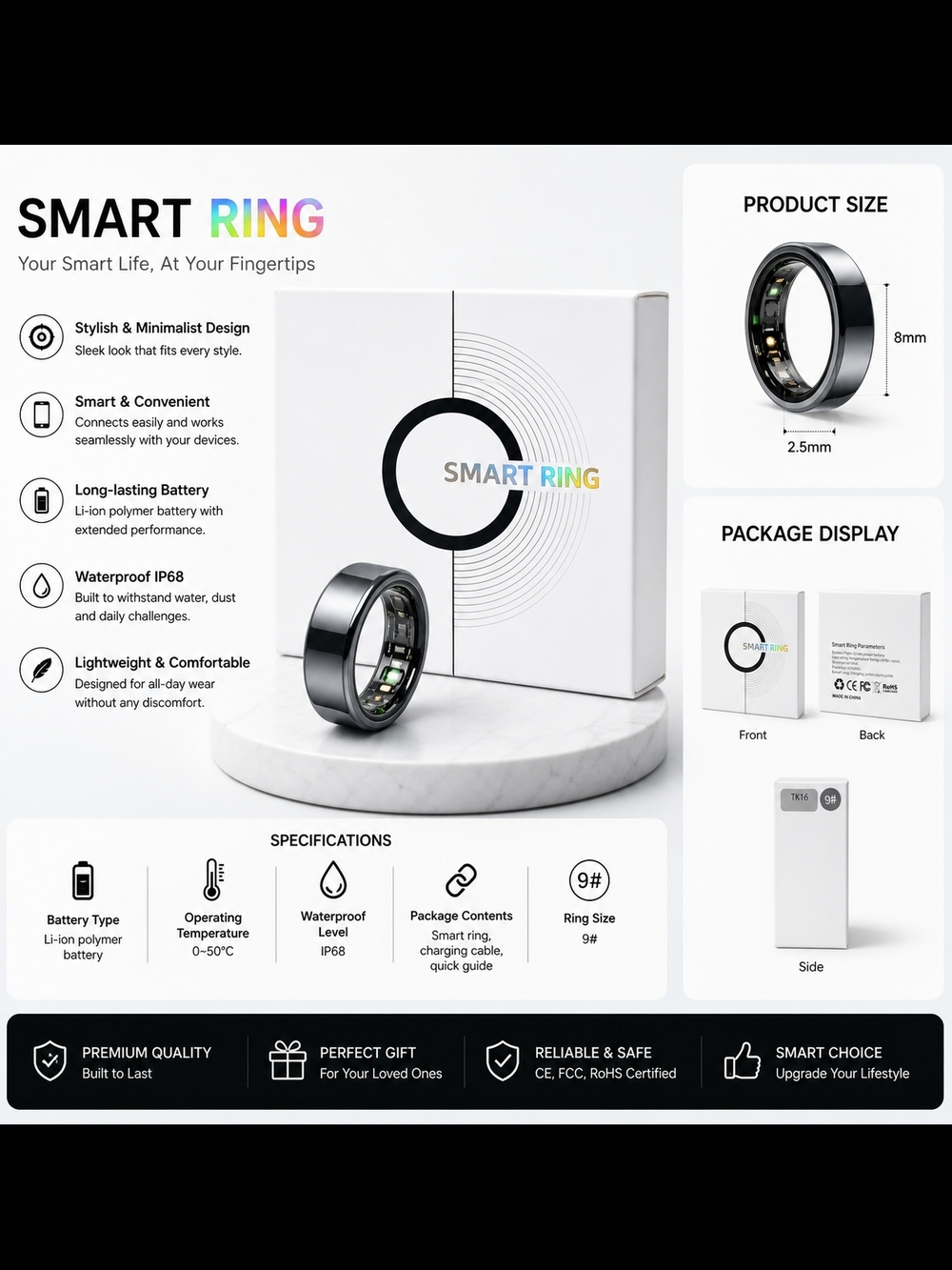 Wearable Fitness Tracker – Black ()